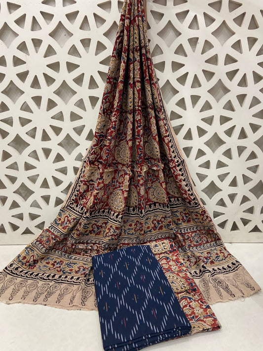 Ikat Kalamkari Cotton Dress Material