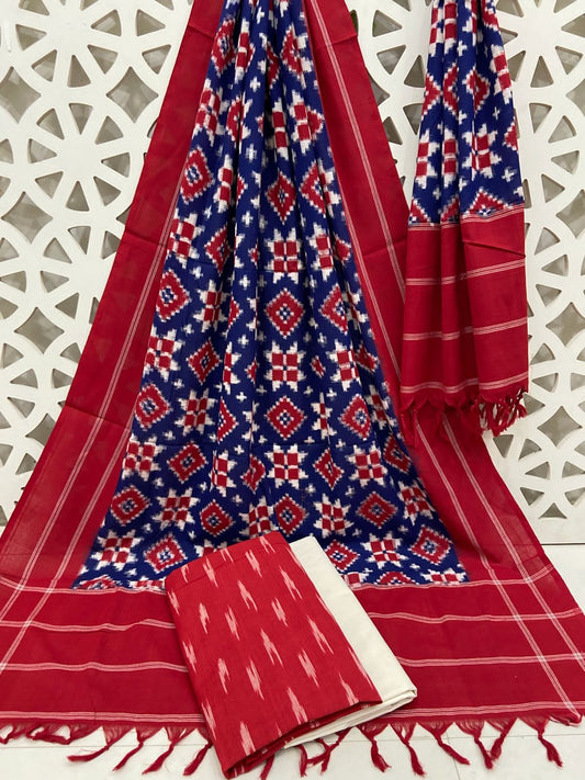 Telia Rumal Double Ikat Mercerized Cotton Dress Material