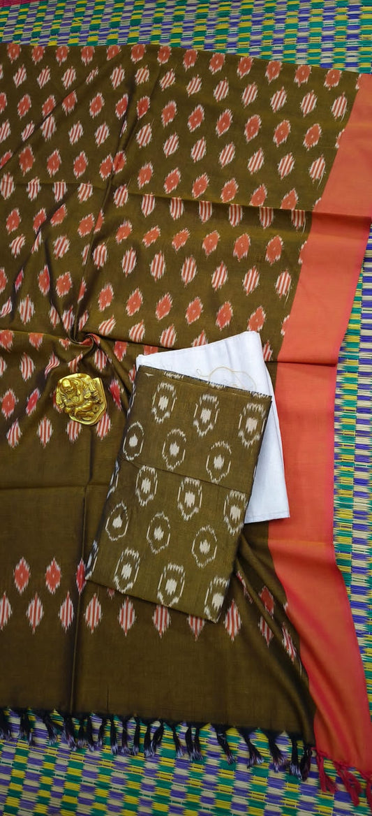 Double Ikat Mercerized Cotton Dress Material