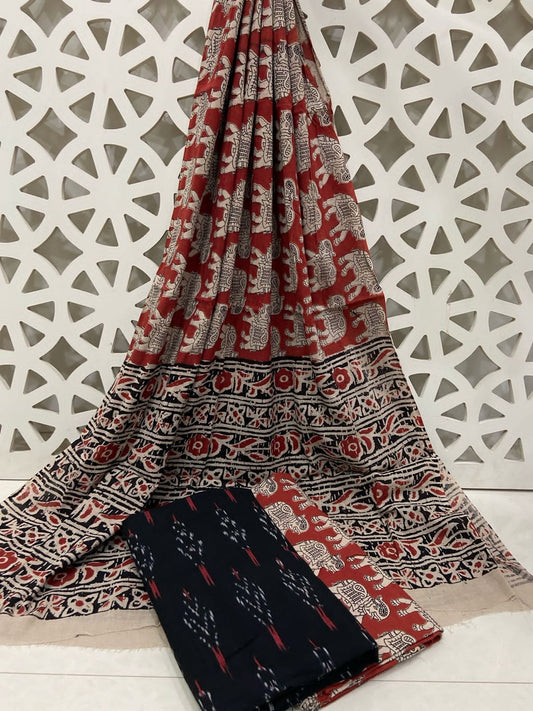 Ikat - Kalamkari Cotton Dress Material