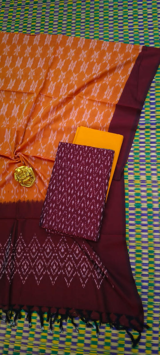 Double Ikat Mercerized Cotton Dress Material