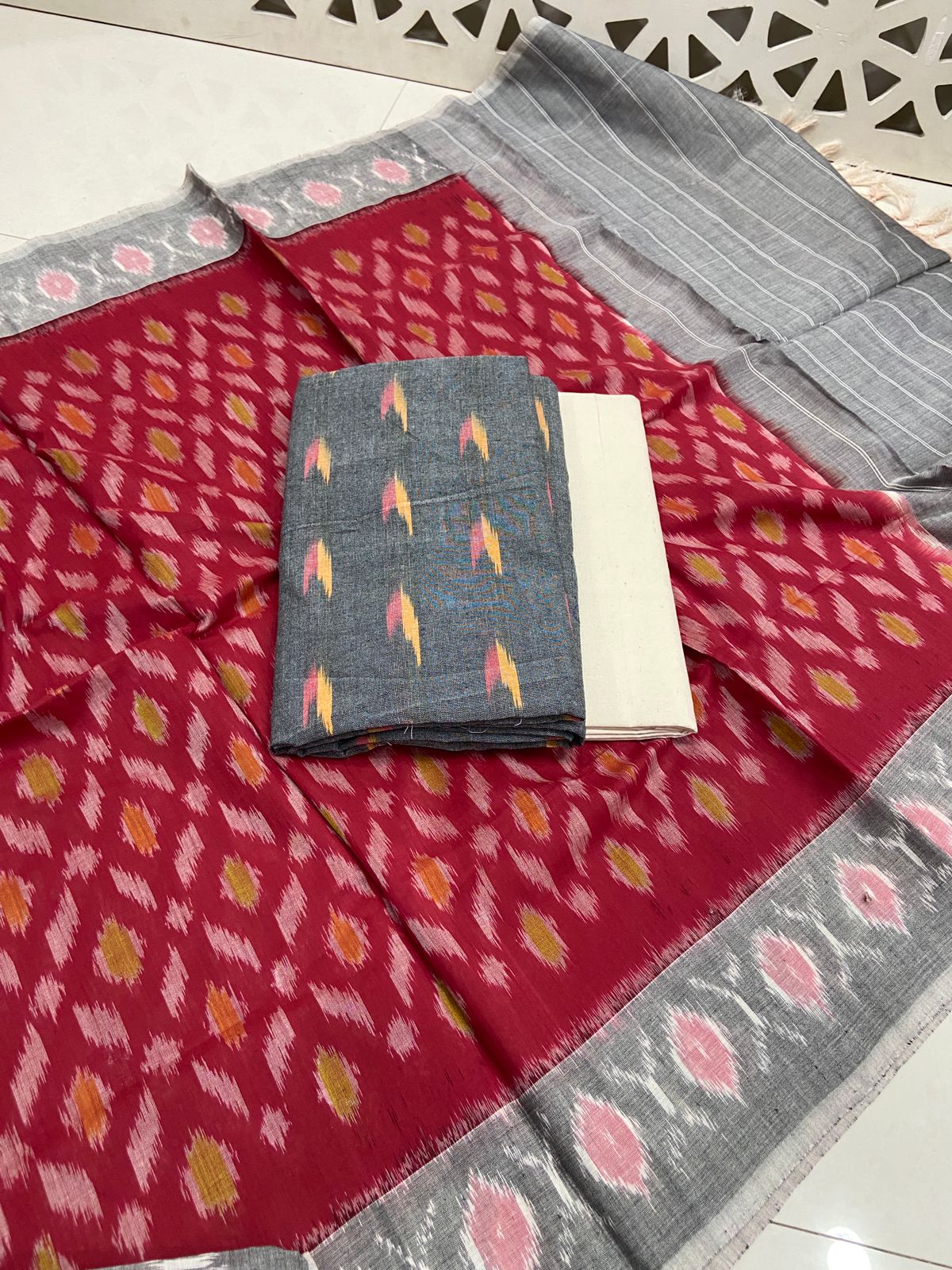 Double Ikat Cotton Dress Material