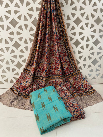Ikat Kalamkari Cotton Dress Material