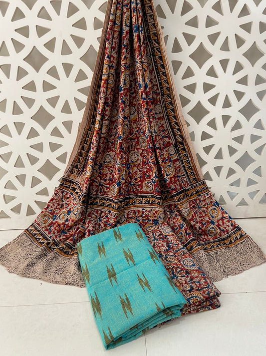 Ikat Kalamkari Cotton Dress Material