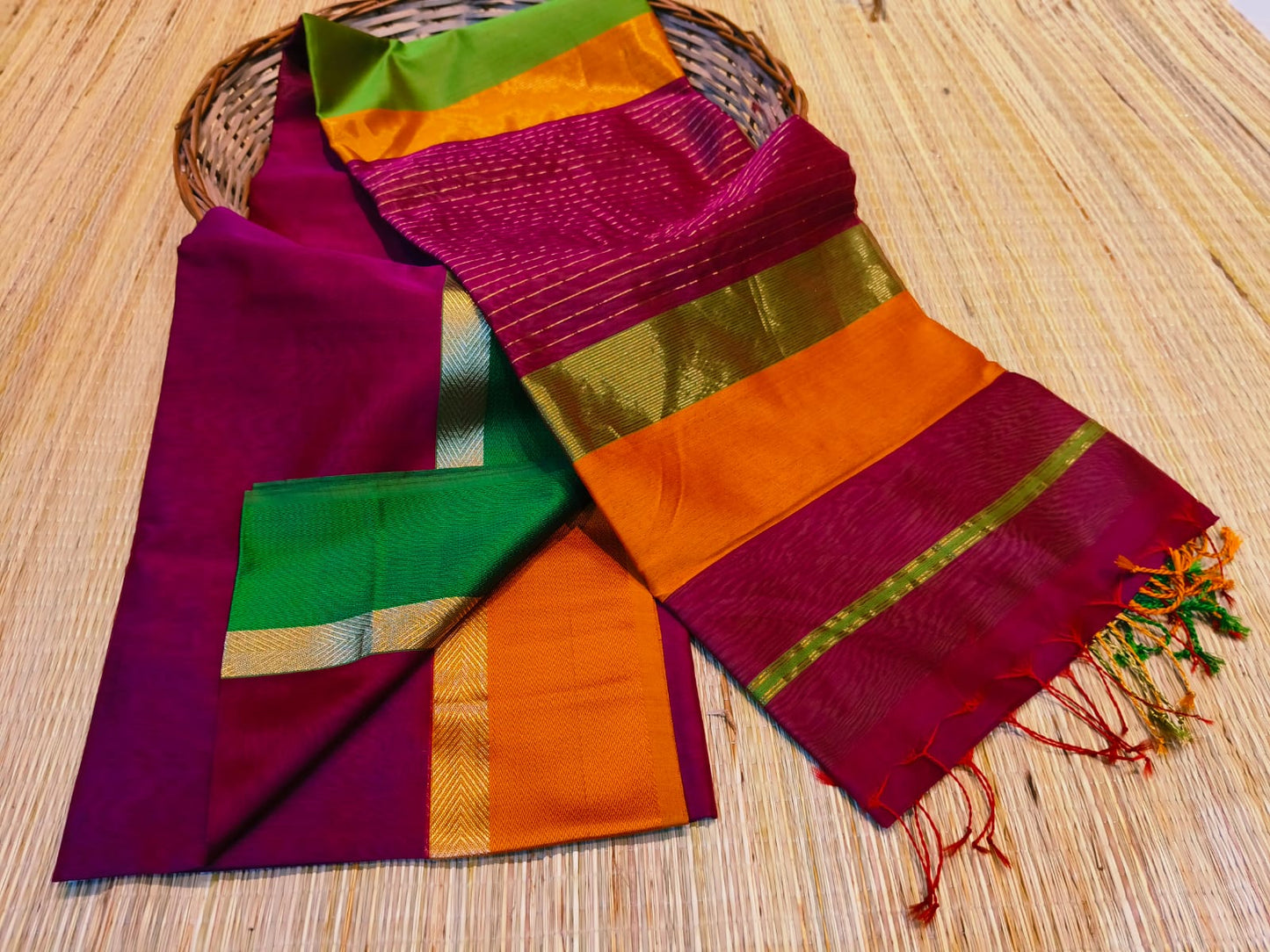 Maheshwari Silk Cotton Saree with Blouse