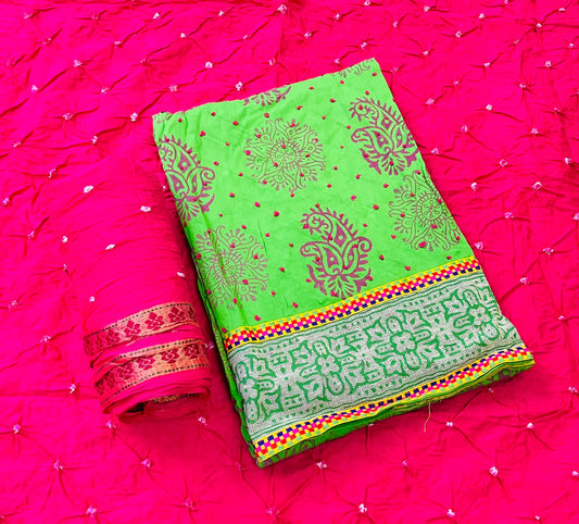 Cotton Bandhej Dress Material