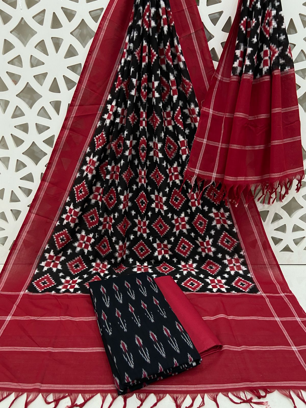 Telia Rumal Double Ikat Cotton Dress Material