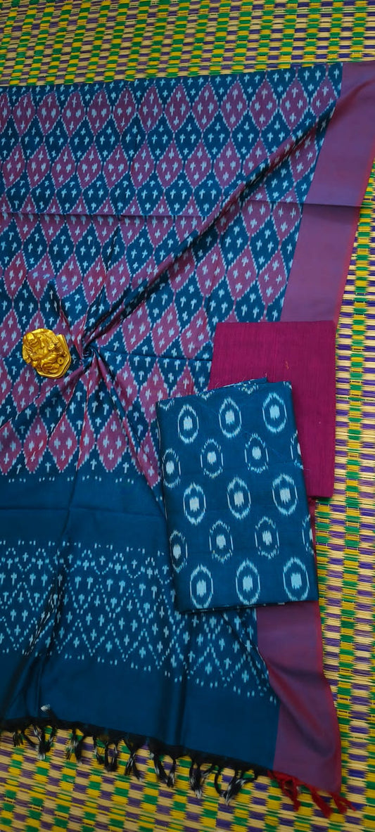 Double Ikat Mercerized Cotton Dress Material
