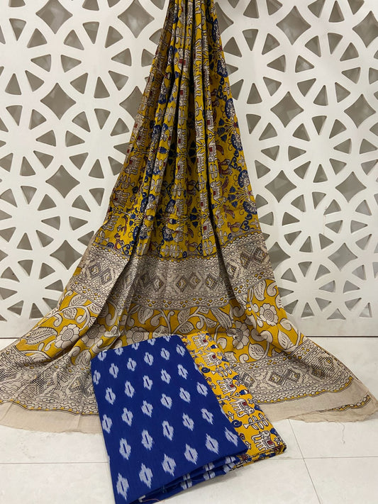 Ikat Kalamkari Cotton Dress Material