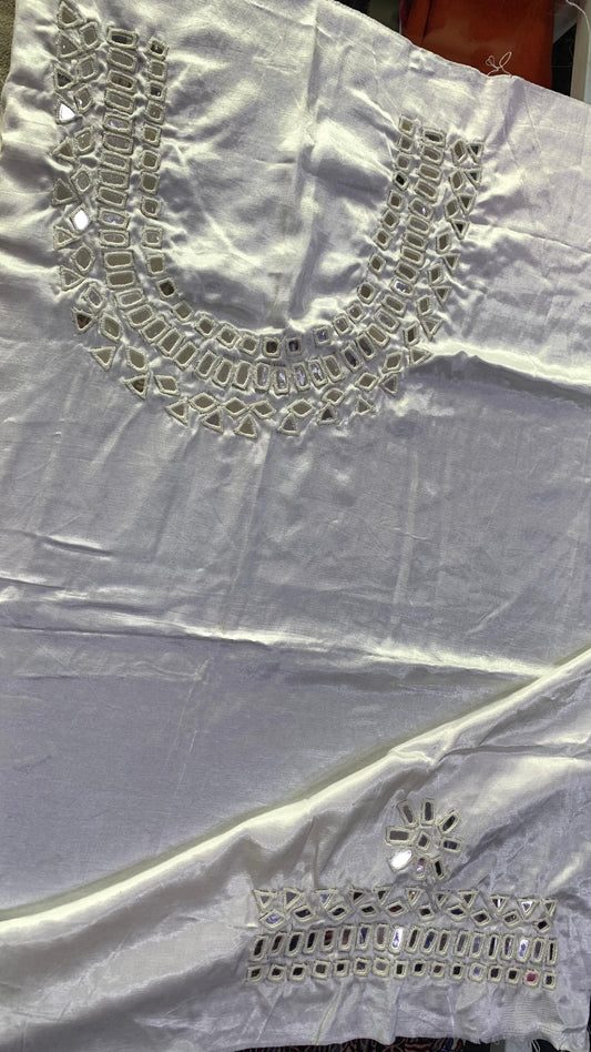 Mirror Work Mashroo Silk Blouse Piece