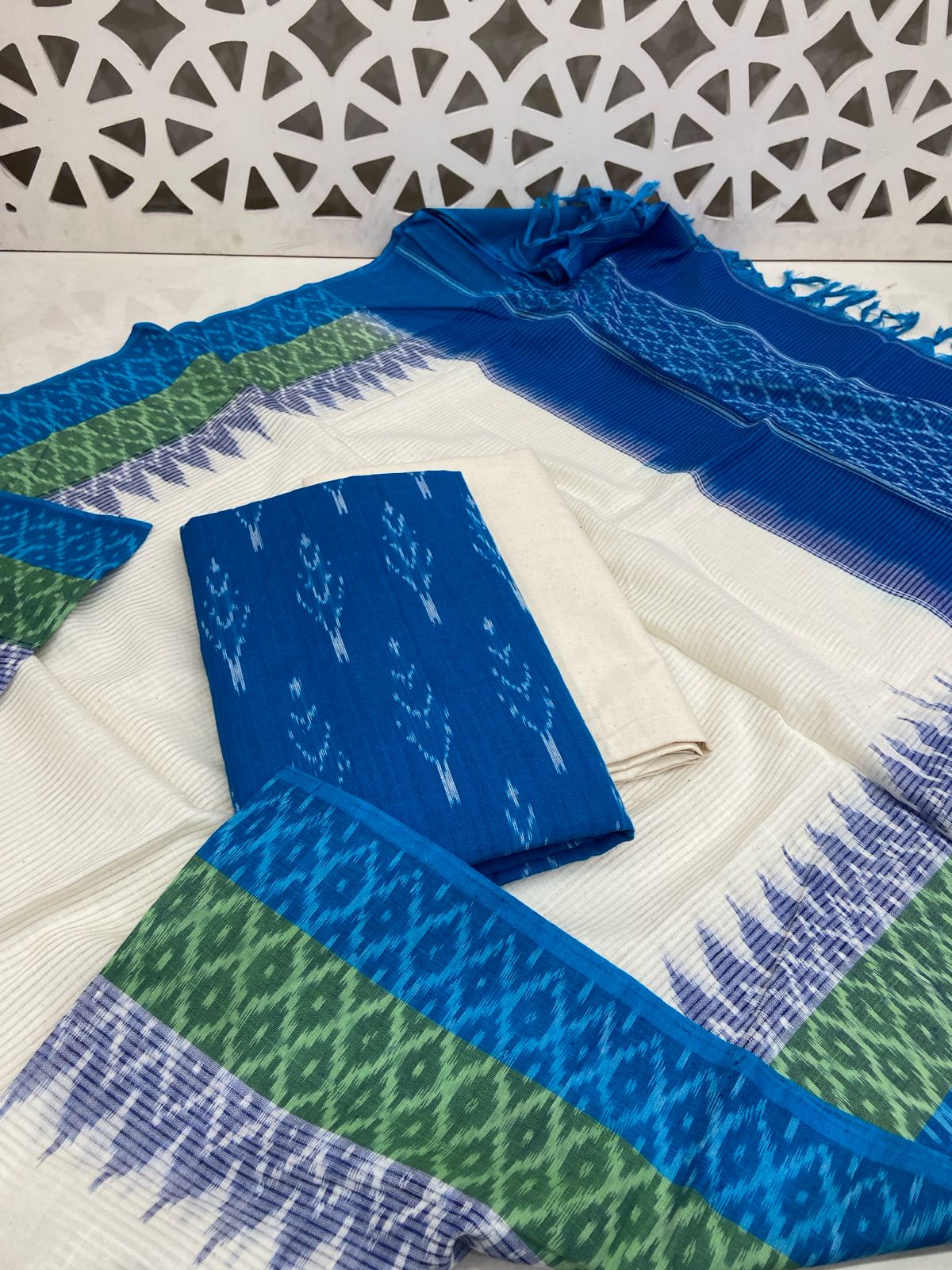 Double Ikat Cotton Dress Material