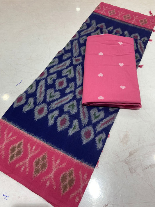 Handloom Cotton weaving booti Top with Ikat Cotton Dupatta