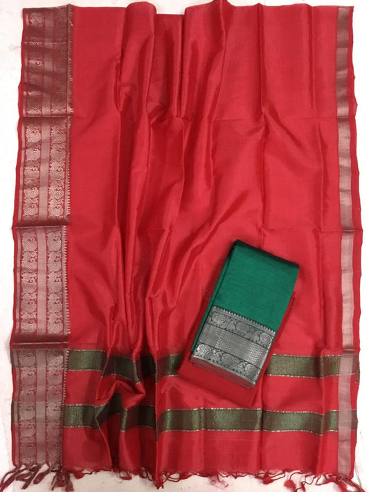 Mangalagiri Silk Dress Material with kanchi Border