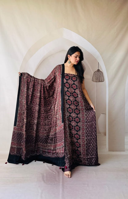 Ajrakh Modal Silk Dress Material