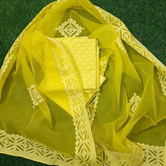 Appliqué Work Cotton Dress Material