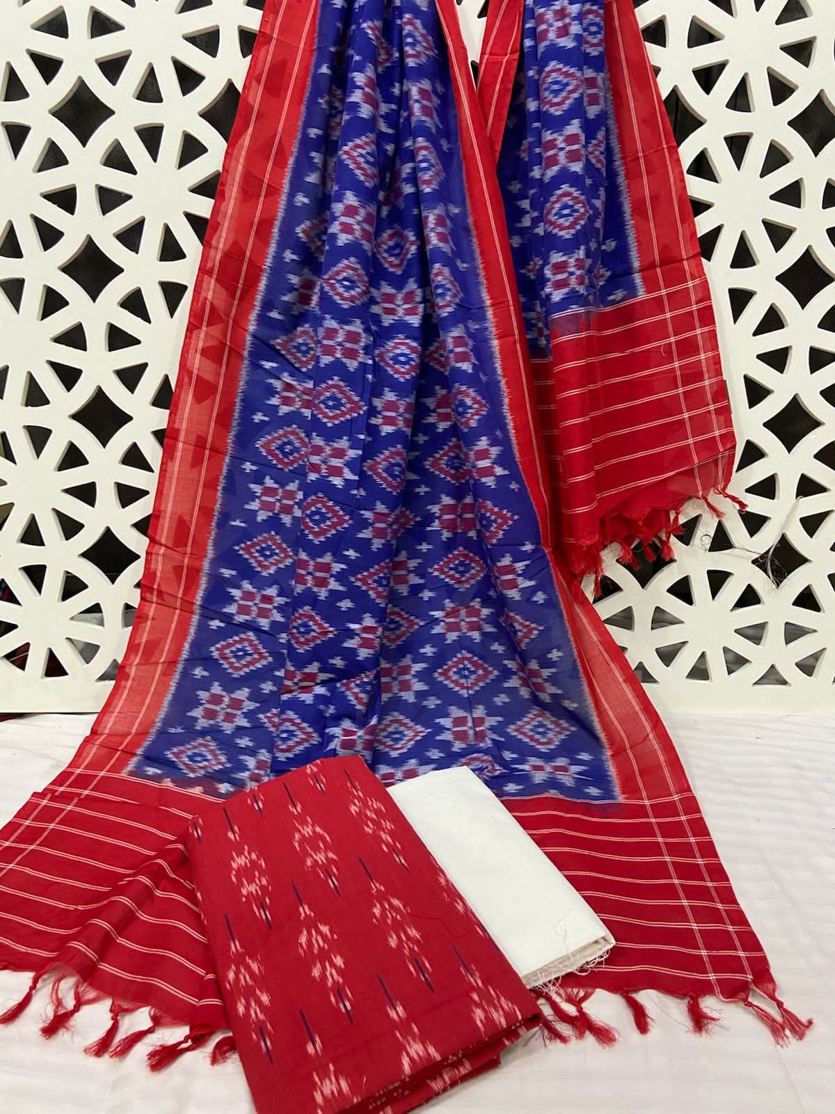 Double Ikat Cotton Dress Material