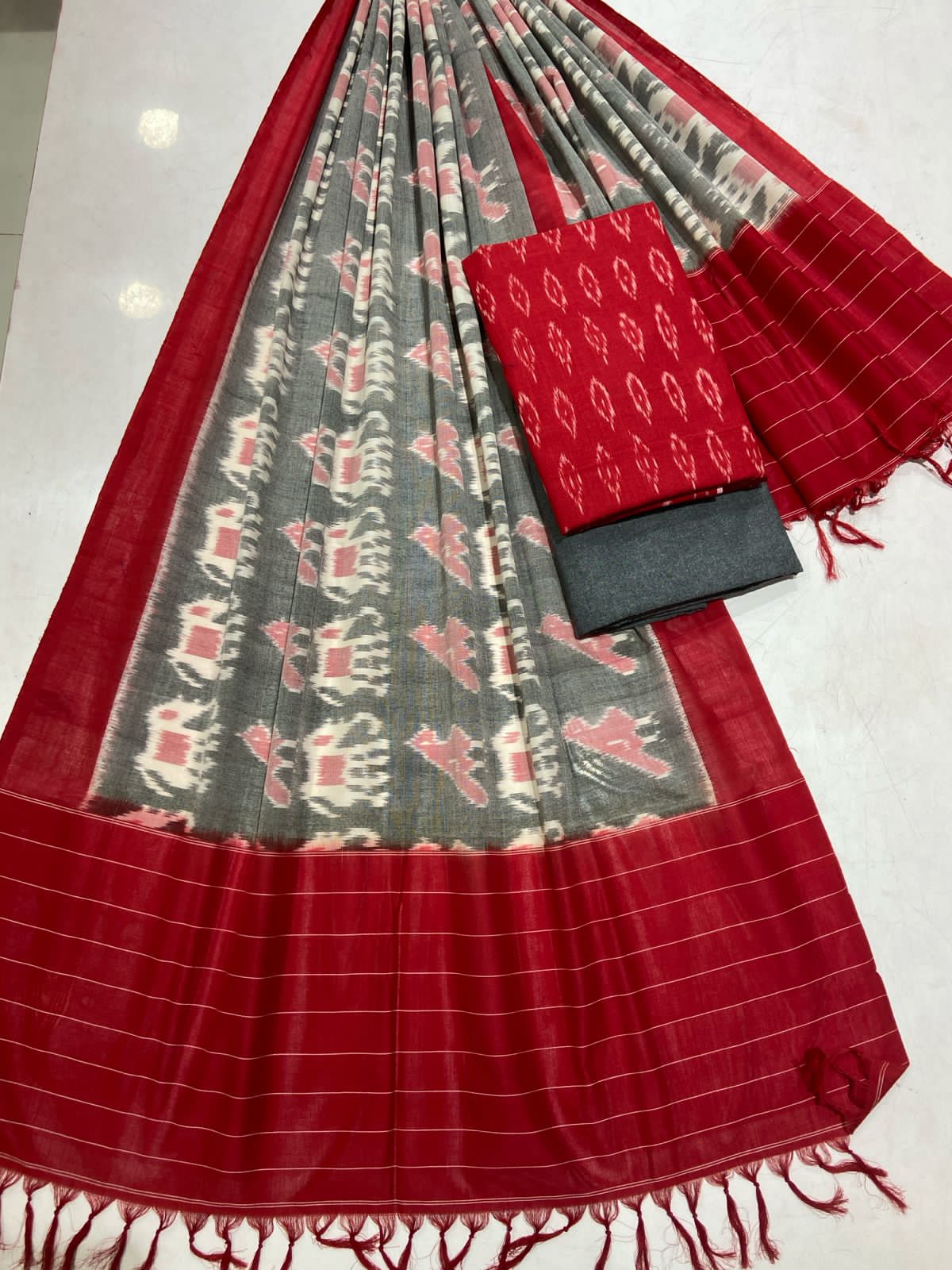 Double Ikat Cotton Dress Material
