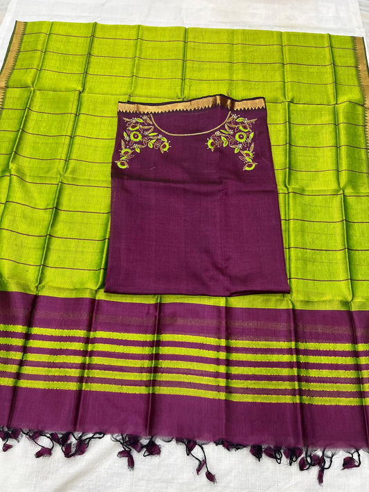 Mangalagiri Silk Dress Material with Maggam Handwork