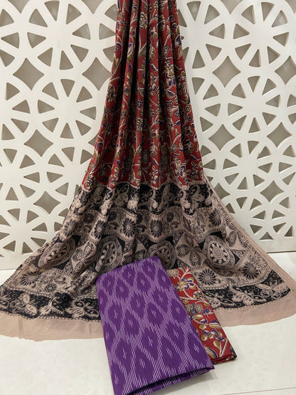 Ikat Kalamkari Cotton Dress Material
