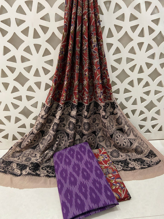 Ikat Kalamkari Cotton Dress Material