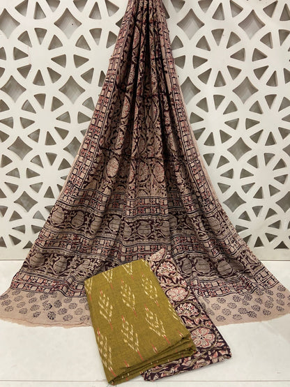 Ikat Kalamkari Cotton Dress Material