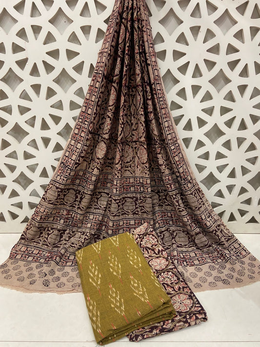 Ikat Kalamkari Cotton Dress Material
