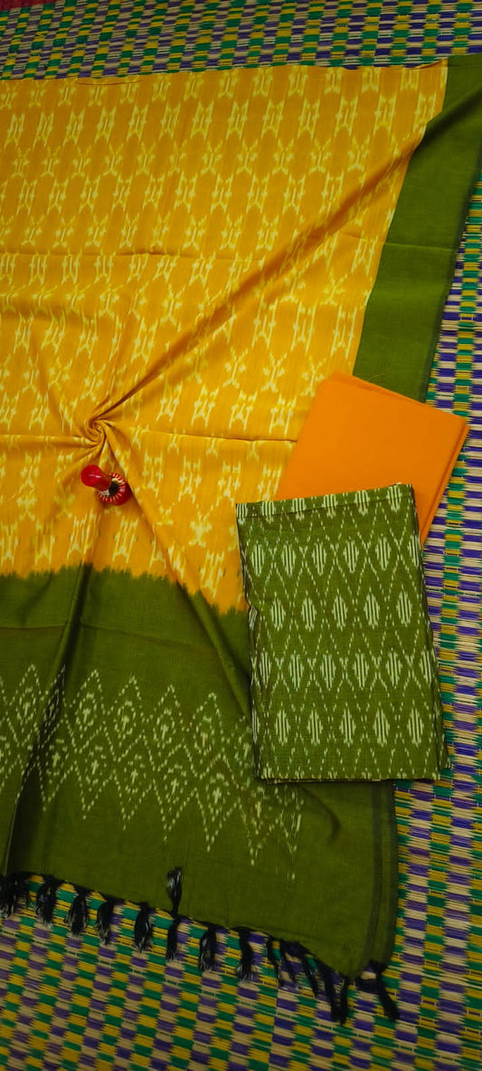 Double Ikat Mercerized Cotton Dress Material