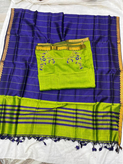 Mangalagiri Silk Dress Material with Maggam Handwork