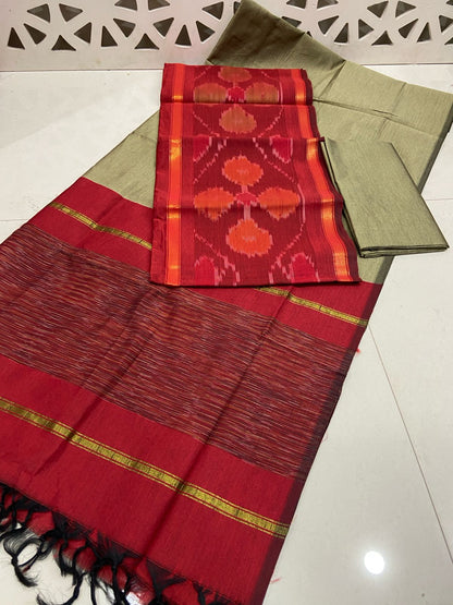 Ikat Cotton Silk Dress Material