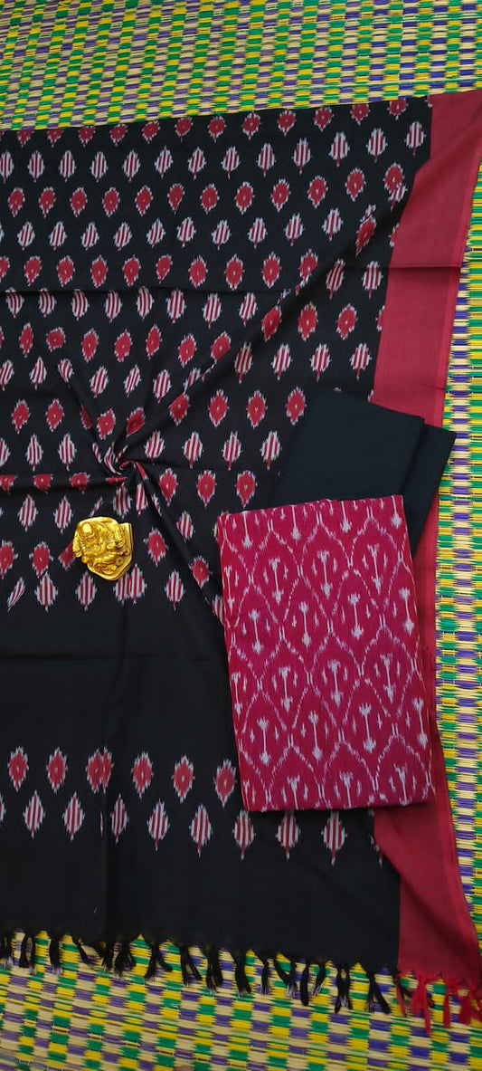 Double Ikat Mercerized Cotton Dress Material