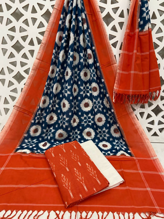 Telia Rumal Double Ikat Mercerized Cotton Dress Material