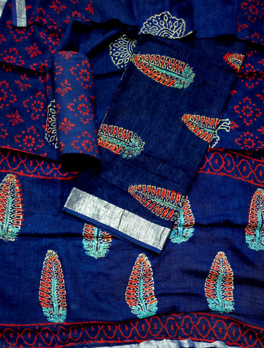Hand BlockPrint Linen Cotton Dress Material