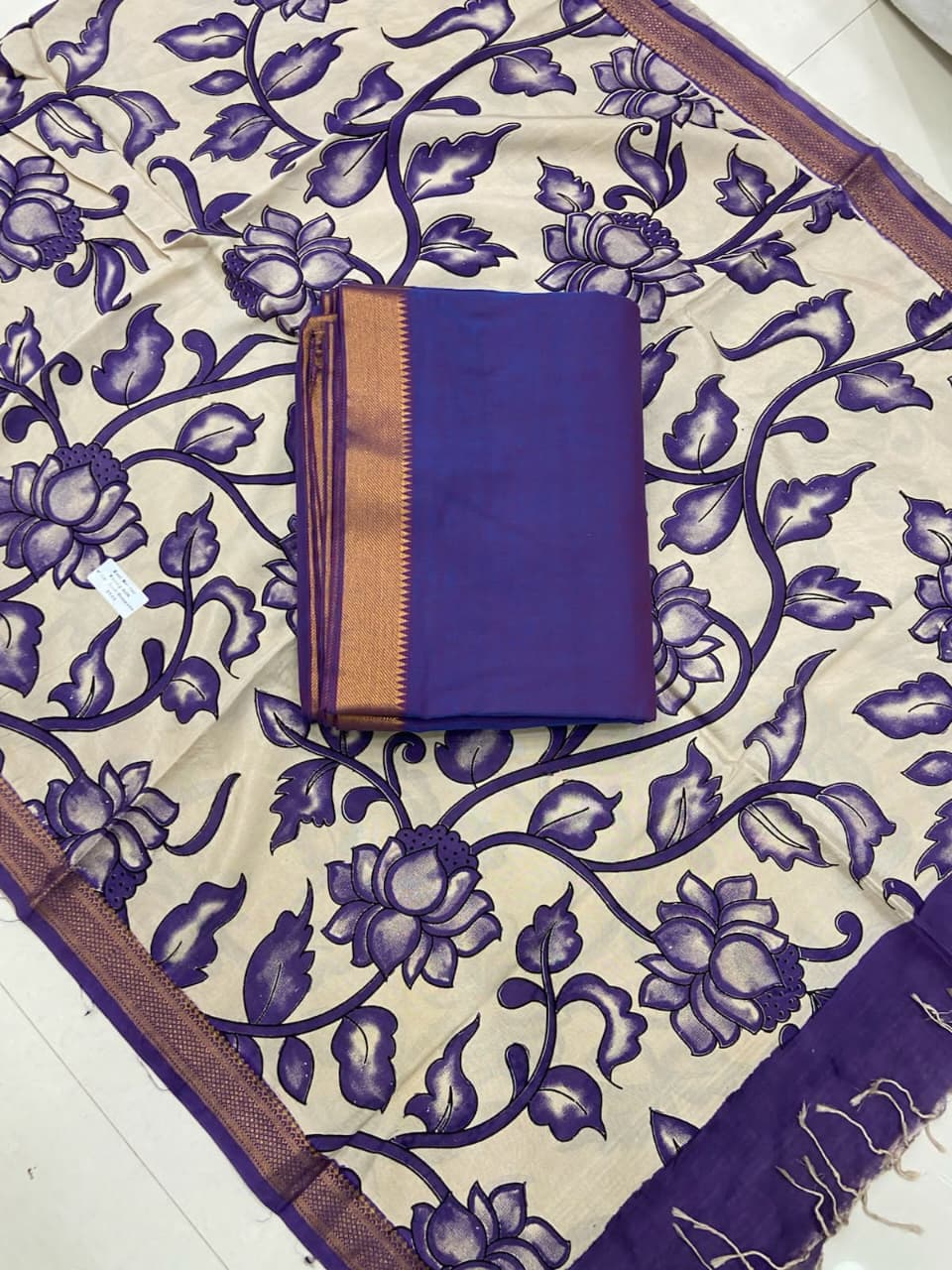Handloom Cotton Dress Material with Kalamkari silk dupatta