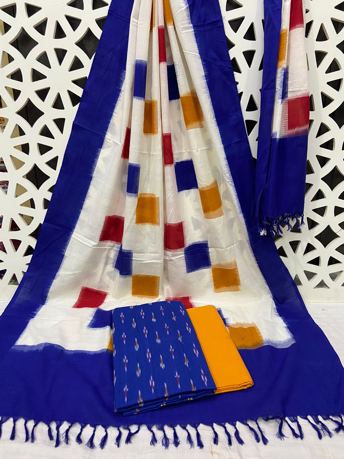 Double Ikat Cotton Dress Material