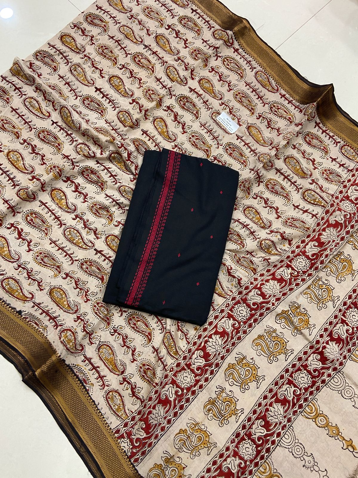 Handloom Cotton Dress Material with Kalamkari silk dupatta