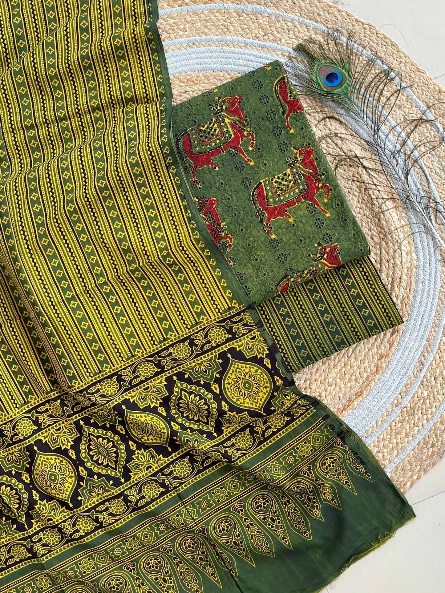 Ajrakh Cotton Hakoba Dress Material