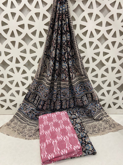 Ikat Kalamkari Cotton Dress Material