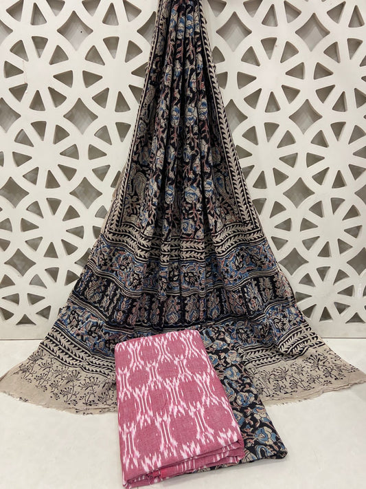 Ikat Kalamkari Cotton Dress Material
