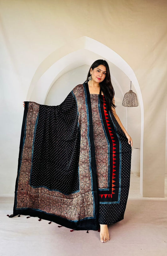 Ajrakh Modal Silk Dress Material