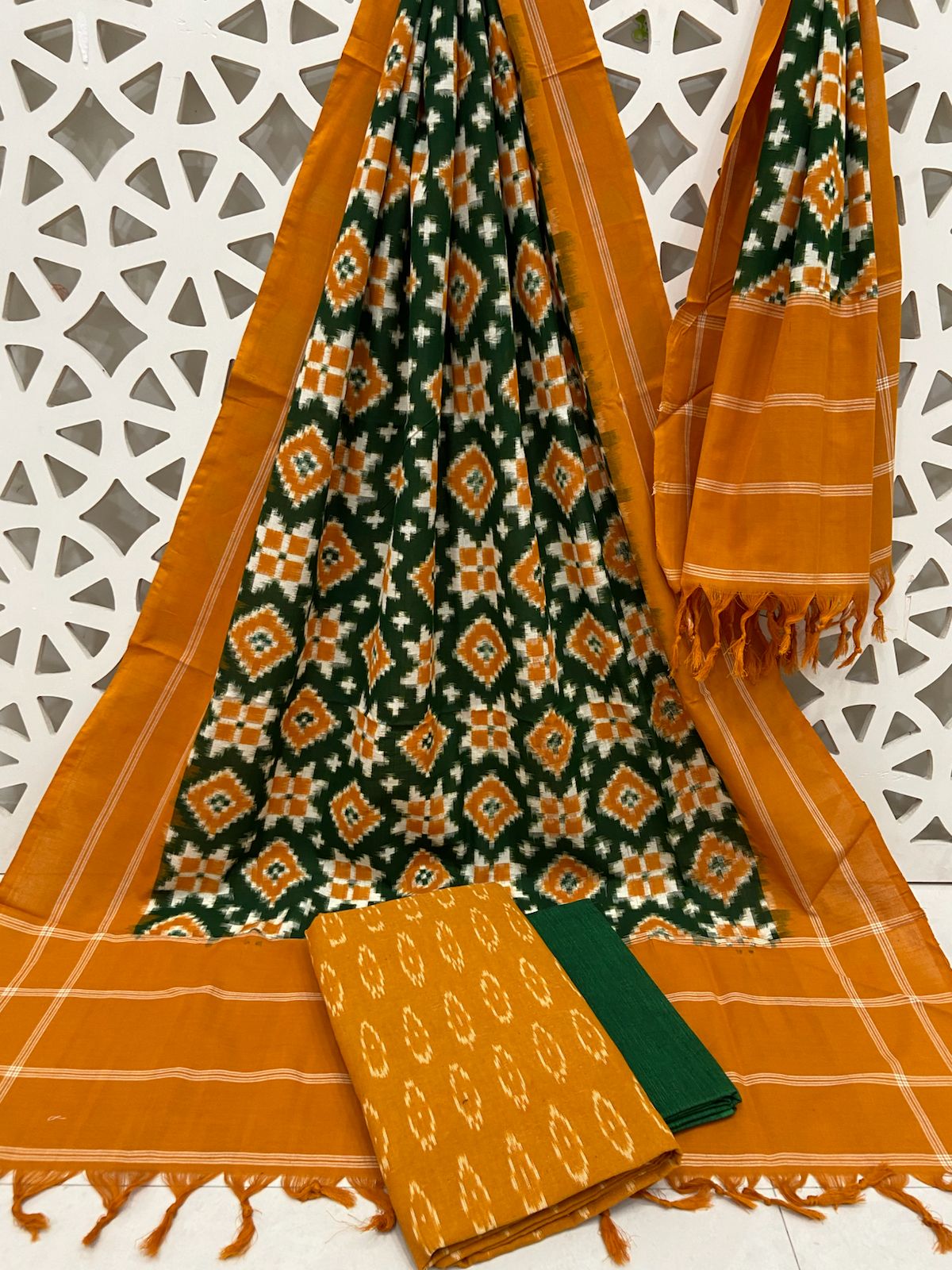 Telia Rumal Double Ikat Cotton Dress Material