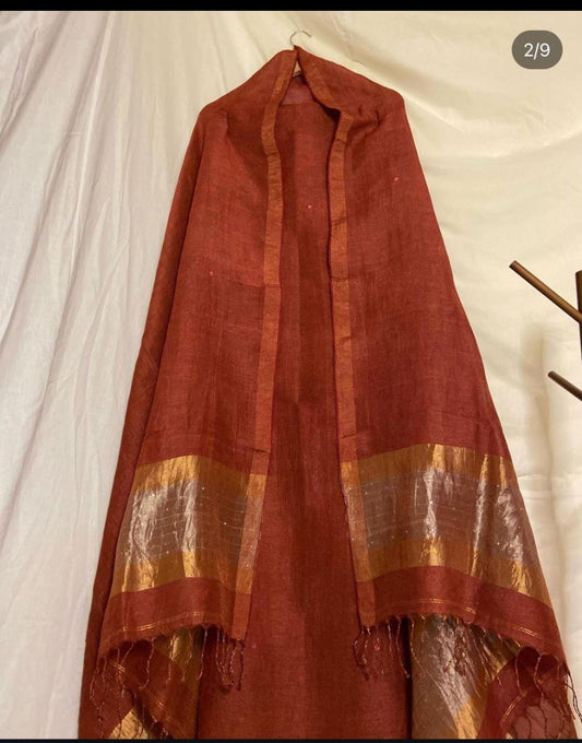 Jamdani Linen Cotton 2 pc Dress Material