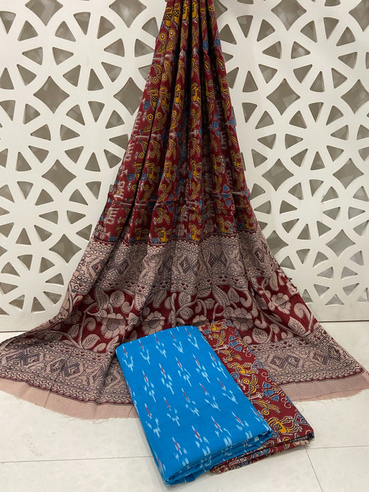 Ikat Kalamkari Cotton Dress Material