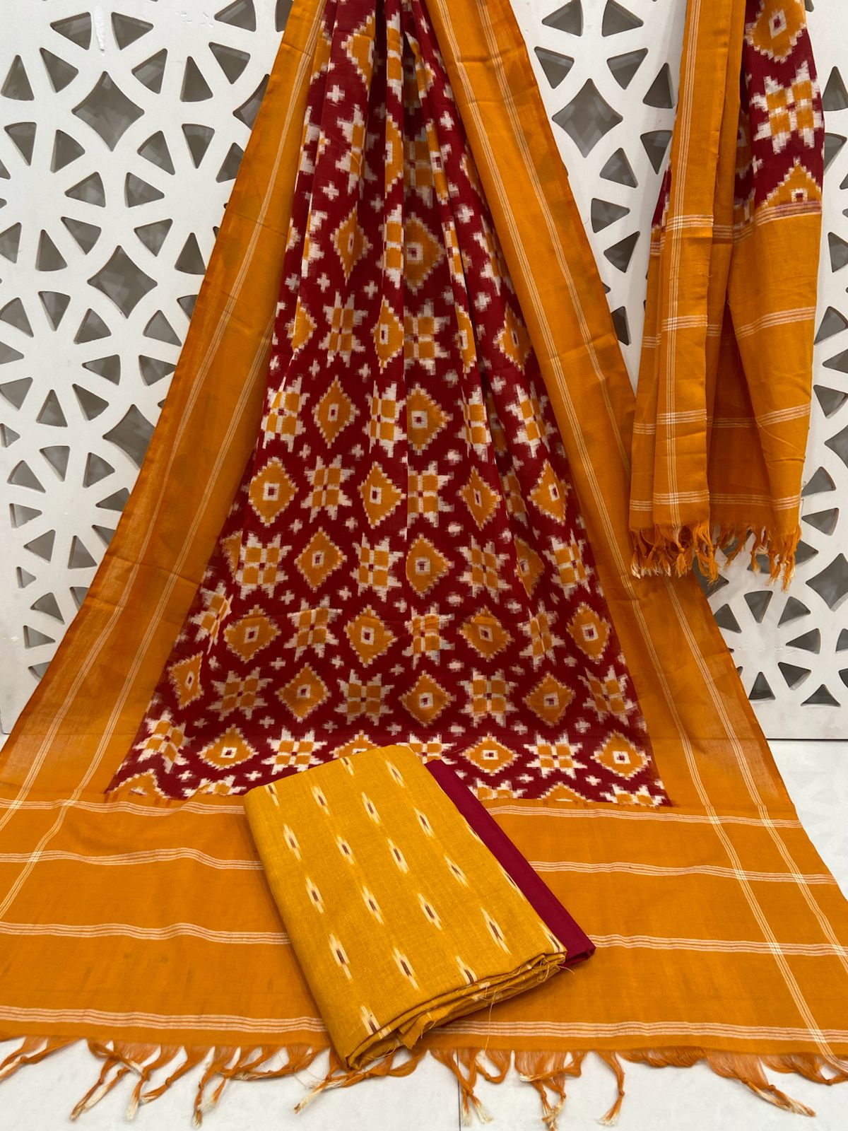 Telia Rumal Double Ikat Cotton Dress Material