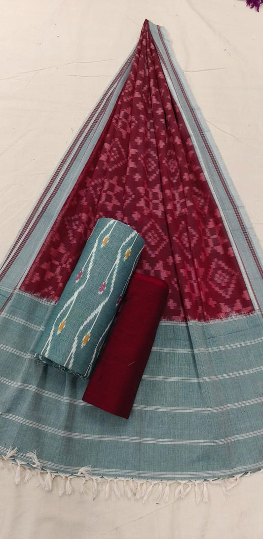 Telia Rumal Double Ikat Cotton Dress Material