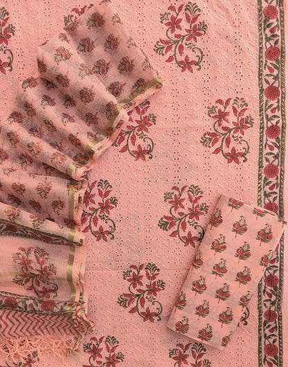Hand BlockPrint Cotton Dress Material with Kota dupatta
