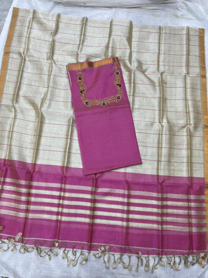 Mangalagiri Silk Dress Material with Maggam Handwork