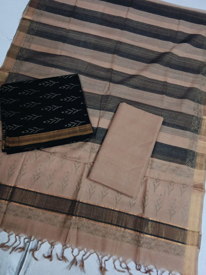 Hand Block Printed Mangalagiri Cotton Dress Material
