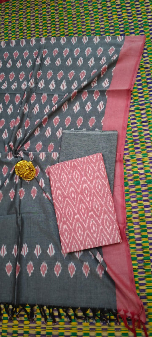 Double Ikat Mercerized Cotton Dress Material