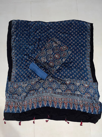 Ajrakh Modal Silk Dress Material