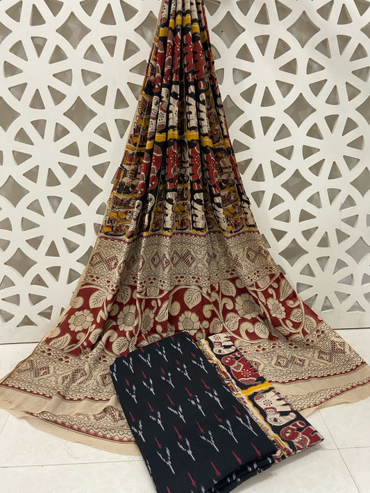 Ikat Kalamkari Cotton Dress Material